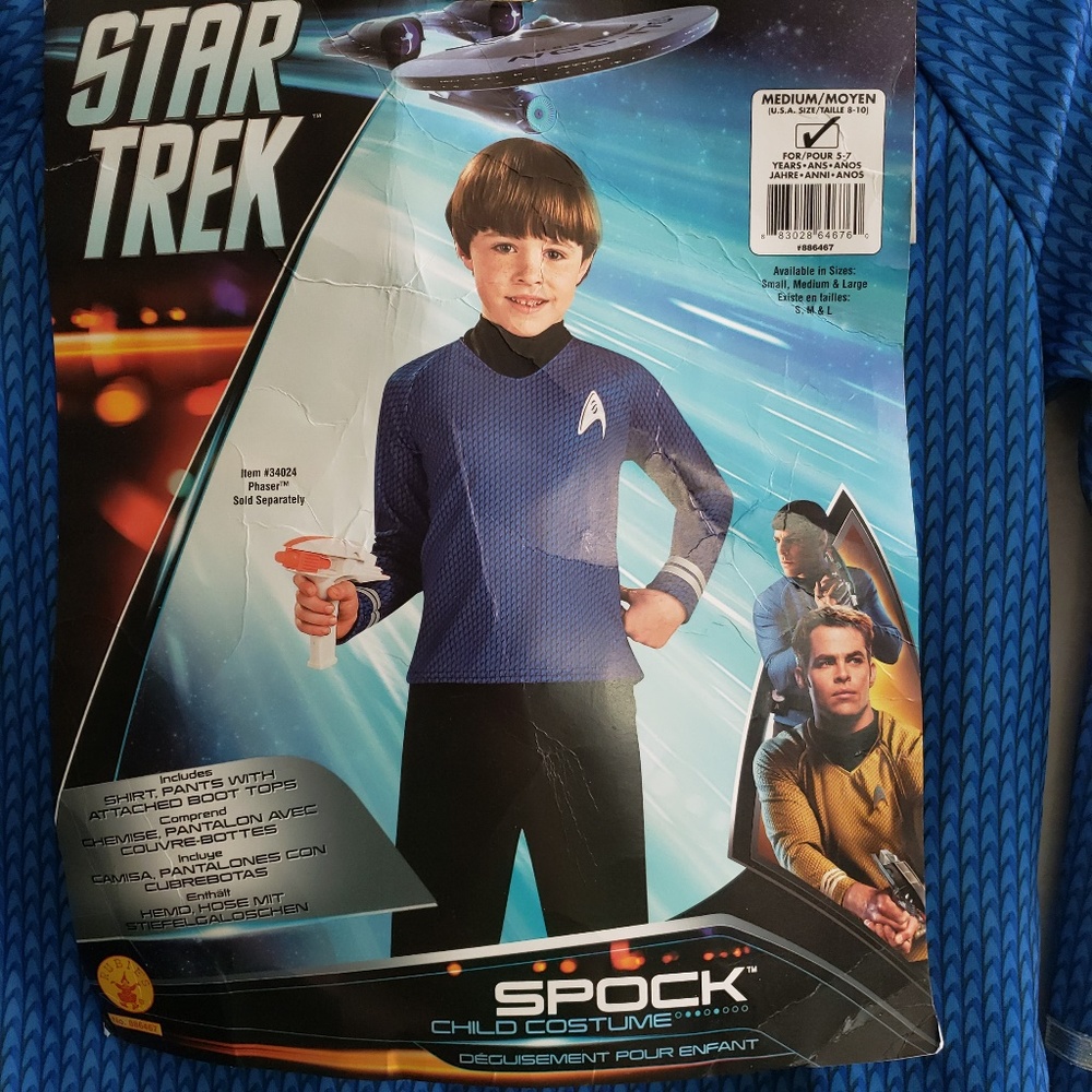 Star Trek Boys Deluxe Spock Costume Sz Med 5-7 yrs